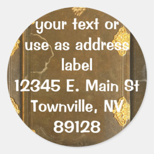 Gold & Old Book Cover Classic Round Sticker