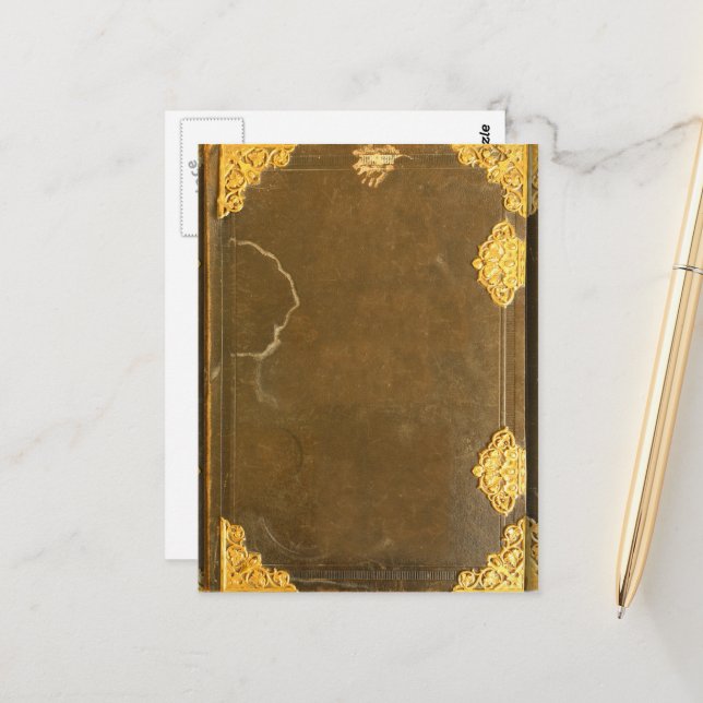 Gold & Old Book Cover Postcard (Front/Back In Situ)