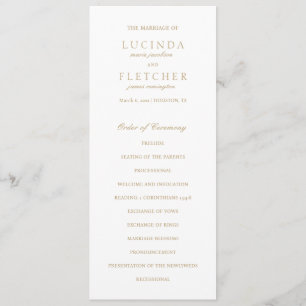 Gold Old Money Elegant Wedding Program