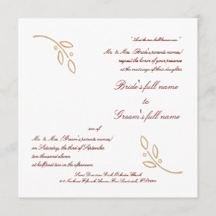 Gold Olive Branch Invitation
