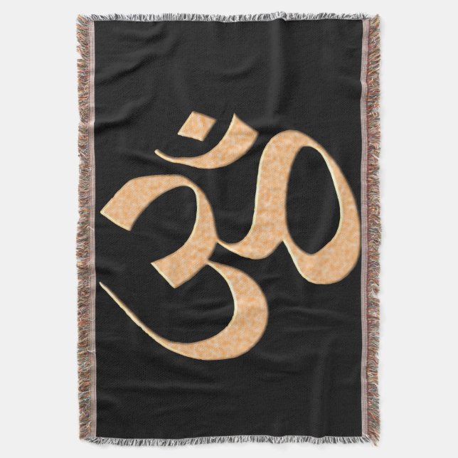 Gold Om  Throw Blanket (Front Vertical)