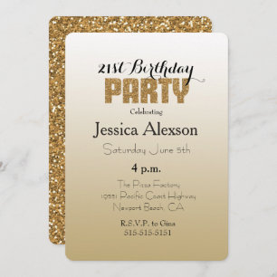 Gold Ombre Gold Glitter Invitation