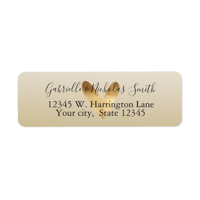 Gold Ombre Heart Return Address Label (Front)