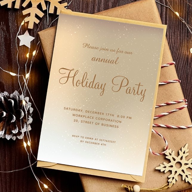 Gold ombre snow business corporate holiday invitation (Gold ombre snow business corporate holiday invitation)