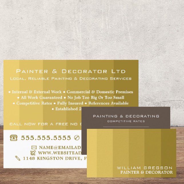 Gold Ombre Stripes, Painter & Decorator Business Card (Creator Uploaded)