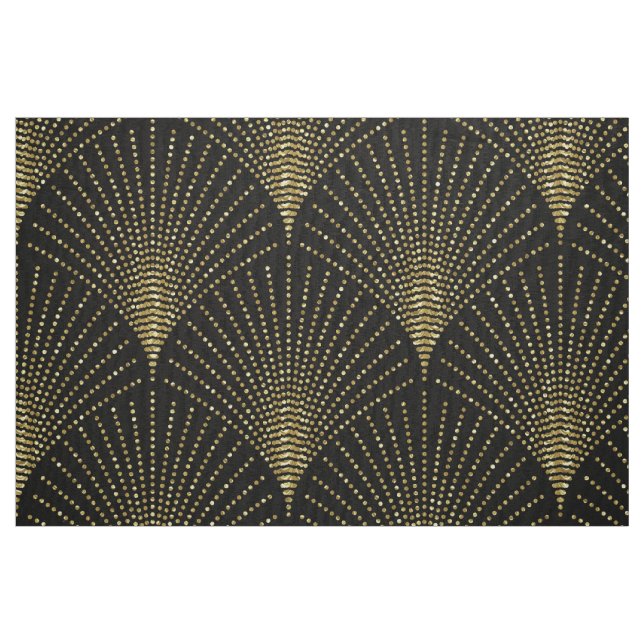 Gold on black art-deco geometric pattern. fabric (Fat Quarter)
