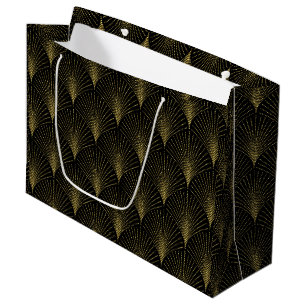Gold on black Art Deco Pattern Large Gift Bag