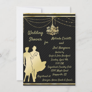Gold on Black Couples Wedding Shower Invitation
