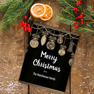 Gold on Black Elegance Christmas Postcard