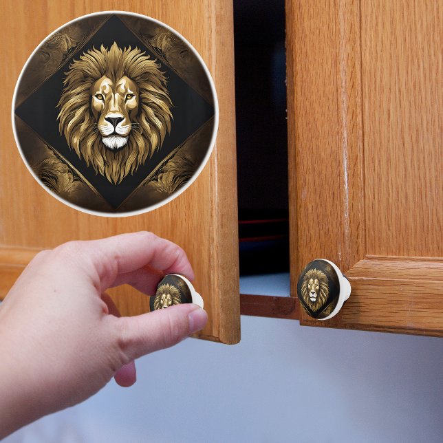 Gold on Black Lion Ceramic Knob (Creator Uploaded)