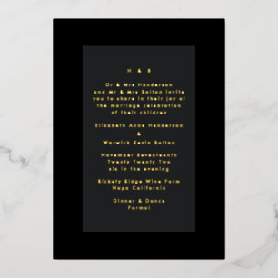 Gold on Black Modern Minimalistic Simple Wedding