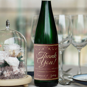 Gold on Burgundy Wedding Wine Bottle Tag Thank You Wine Label