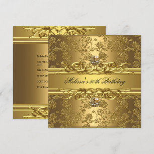 Gold On Gold 50th Birthday Party Jewels Floral Invitation