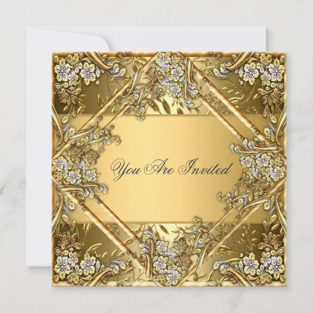 Gold on Gold Any Party Invitation (Front)