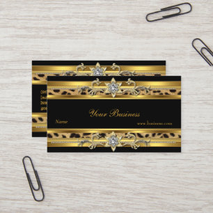 Gold On Gold Black Elegant Classy Jewel 3 Business Card