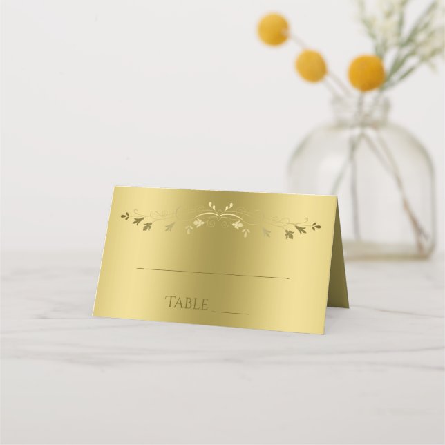 Gold on Gold Elegant Gradient Wedding Place Card (Front)