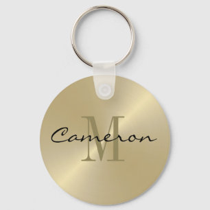 Gold On Gold Initial and Name Personalised Key Ring