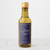 Gold on Navy Blue Wedding Mini Thank You Wine Label (Front)