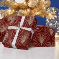 Gold On Red Geometric ArtDeco Pattern Wrapping P