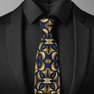 Gold on Saphire Bold Pattern Tie