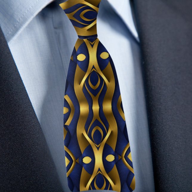 Gold on Saphire Modern Pattern Tie (Creator Uploaded)