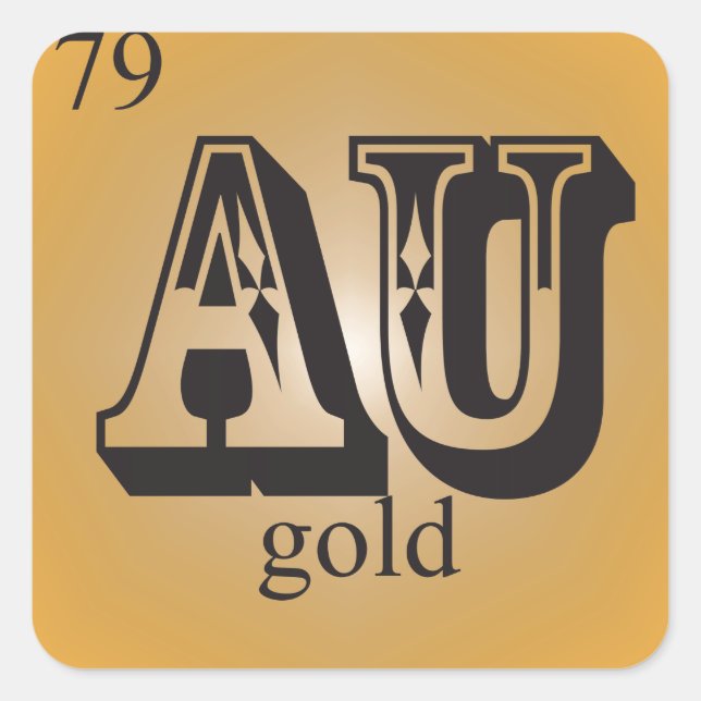 Gold on the Periodic Table Square Sticker (Front)