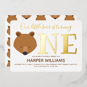Gold One Animal Bear First Birthday