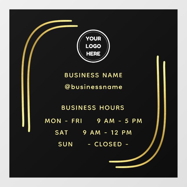 Gold || Opening Time With Logo Business Hours (Sheet)