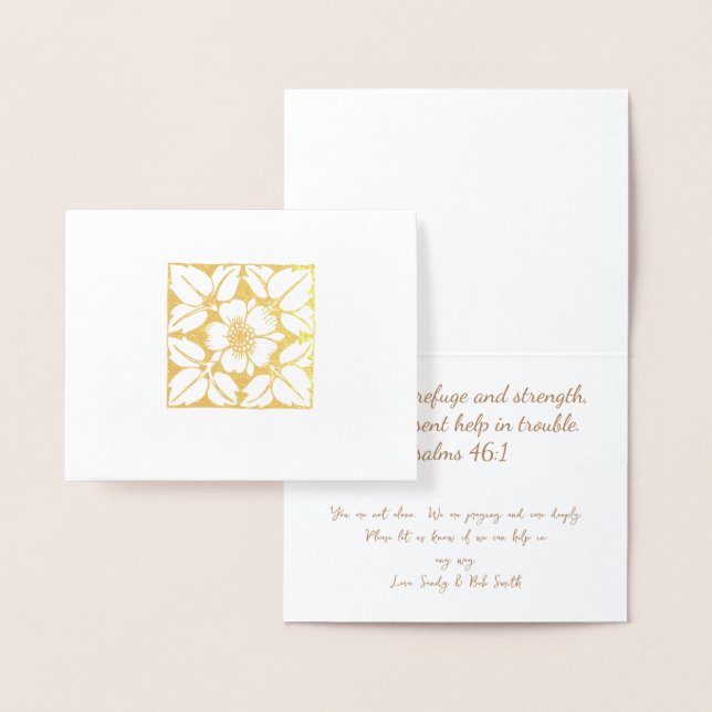 Gold or Silver Modern Elegant Floral Pattern Foil Card (Display)