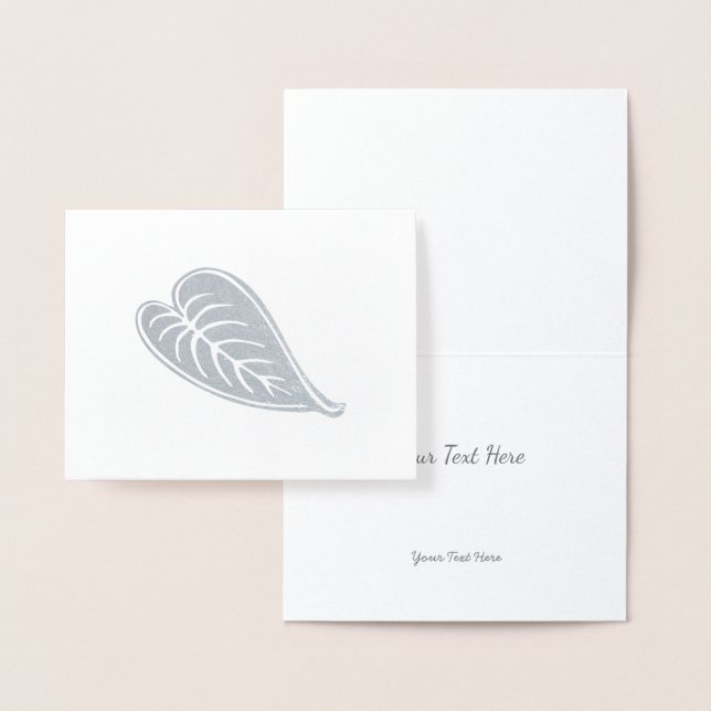 Gold or Silver Modern Elegant Leaf Pattern Foil Card (Display)