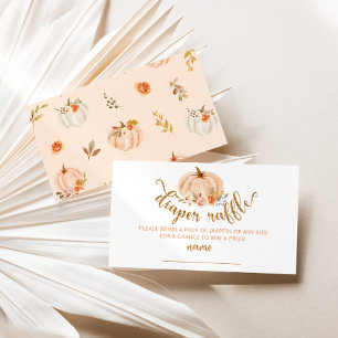 Gold orange floral pumpkin diaper raffle ticket enclosure card