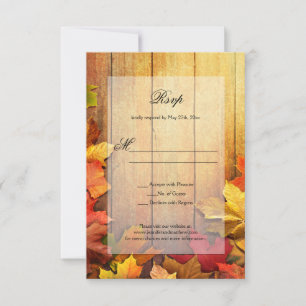 Gold Orange Green Autumn Fall Leaves RSVP   Card