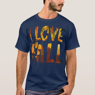Gold orange leaves i love fall T-Shirt