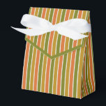 Gold, Orange, Olive Green Striped Favour Box<br><div class="desc">Gold,  orange,  olive green striped favour box with ribbon tie. Perfect for all gift decoration themes; simple/minimalist to maximalist depending on additional embellishments.</div>