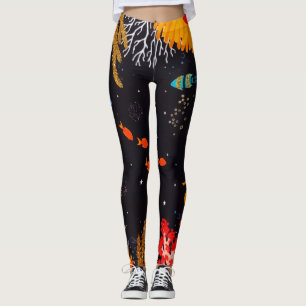 Gold Orange Tropical Summer Ocean Underwater Leggings