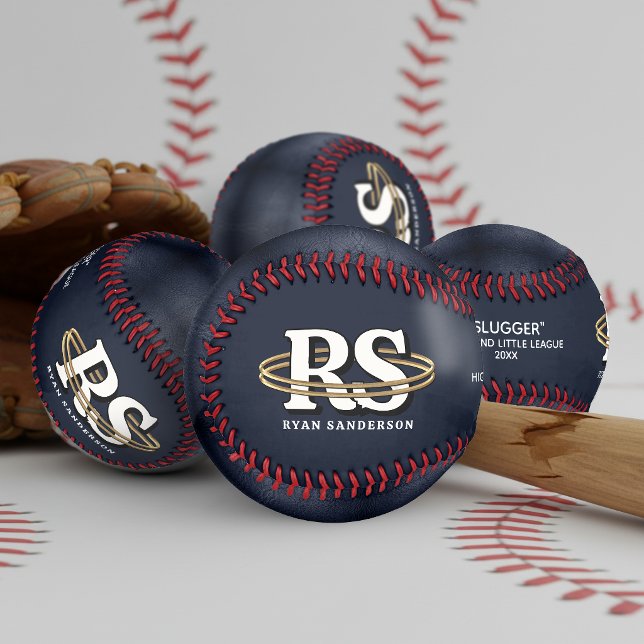 Gold Orbit Monogram Initials Any Colour ID1331 Baseball (Creator Uploaded)