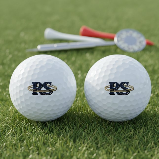 Gold Orbit Monogram Initials Any Colour ID1331 Golf Balls (Creator Uploaded)