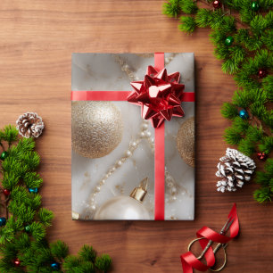 Gold Ornament and Pearl Wrapping Paper Elegant C