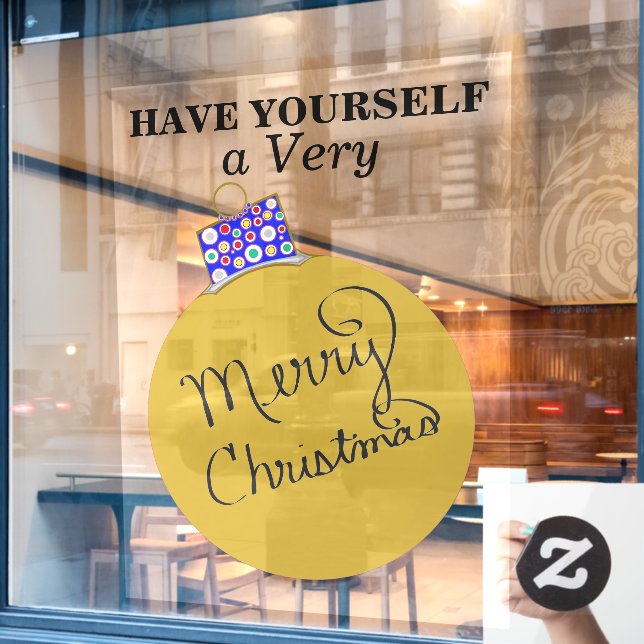 Gold Ornament Ball Merry Christmas (Cafe Window)