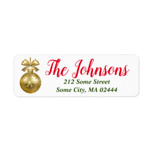 Gold Ornament Christmas Return Address Label