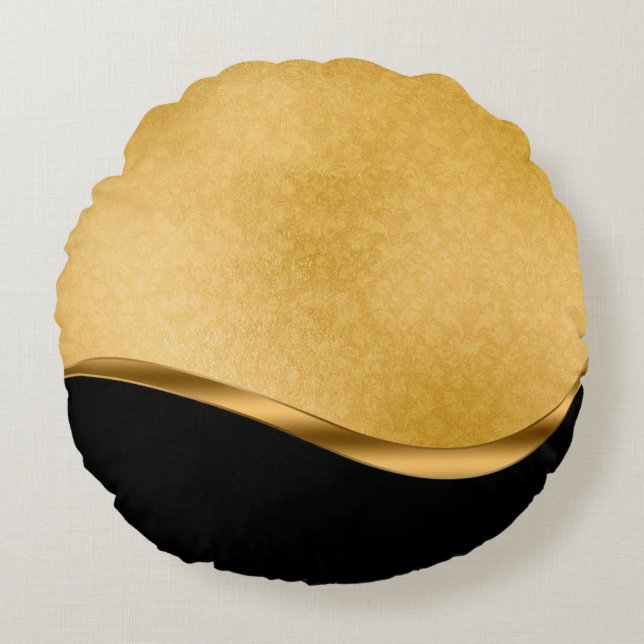 Gold ornament damask template round cushion (Front)
