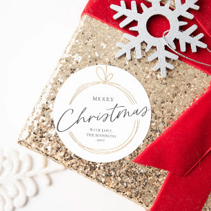 Gold Ornament Elegant Merry Christmas Classic Round Sticker