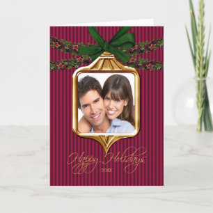 Gold Ornament Frame Photo Christmas Card