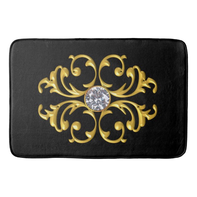 Gold Ornament Gem Diamond Bath Matt Mat (Front)