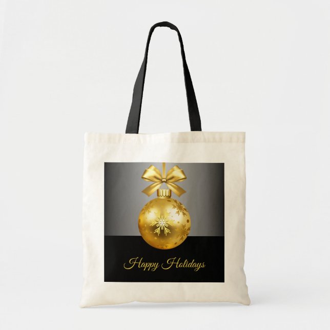 Gold Ornament Holiday Tote Bag (Front)