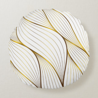Gold ornament leaf round cushion
