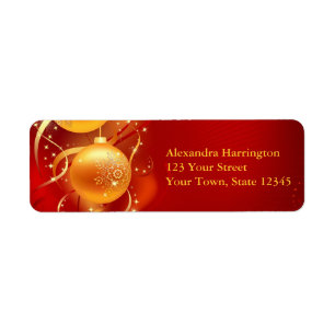 Gold Ornament Sparkle, Holiday Return Address Label