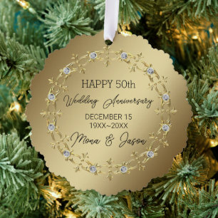 Gold Ornament With Diamonds Wedding Anniversary