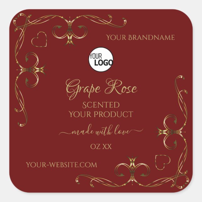 Gold Ornamental Corner Dark Red Product Label Logo (Front)