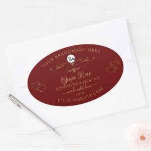 Gold Ornamental Hearts Dark Red Product Label Logo
